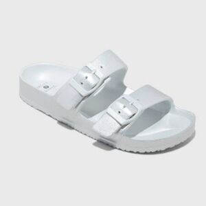 Silver Double Strap Sandals